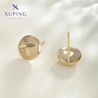 1 Pair XUPING Simple Style Round Copper 18K Gold Plated Ear Studs