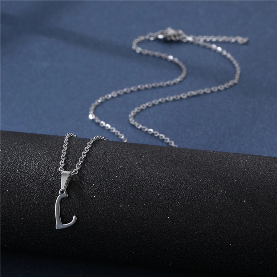 Jewelry Casual Simple Style Classic Style Letter 201 Stainless Steel Silver Plated Hollow Out Pendant Necklace