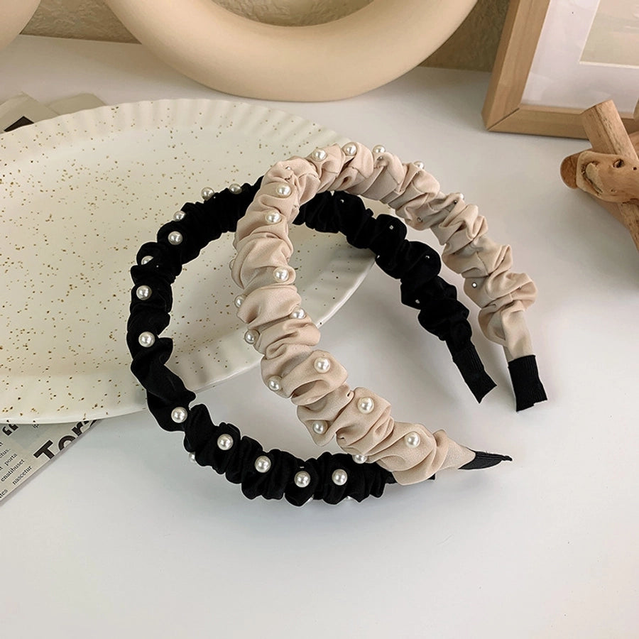 korean new pearl broken hair band female summer new hairpin pleated hair tie all-match out hair pressing headdress