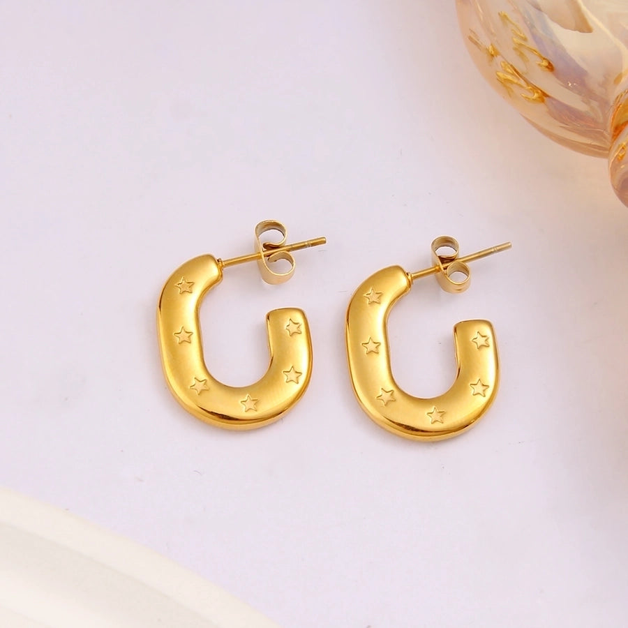 1 Pair Simple Style Commute Pentagram 304 Stainless Steel 316 Stainless Steel  18K Gold Plated Ear Studs