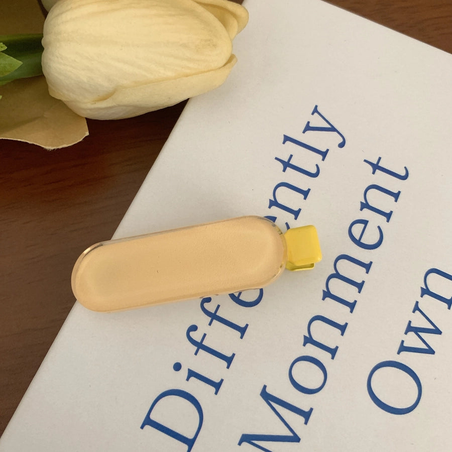 Women's Cute Sweet Korean Style Oval Plastic Resin Handmade Hair Clip