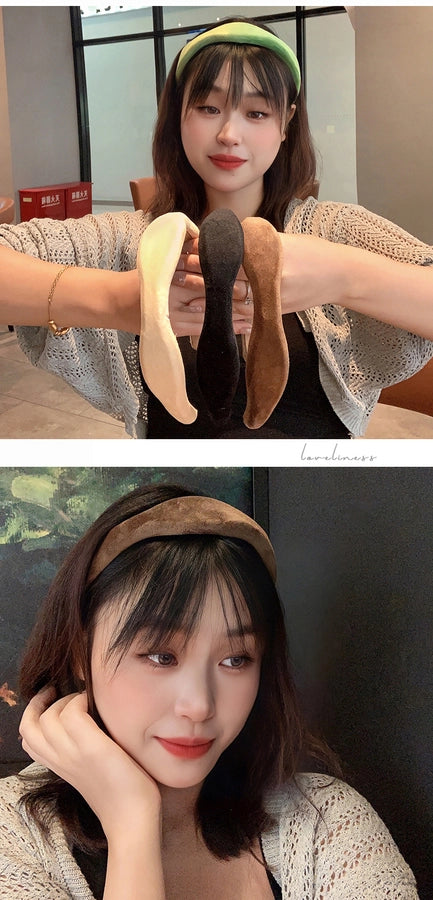women's sweet solid color suede hair band