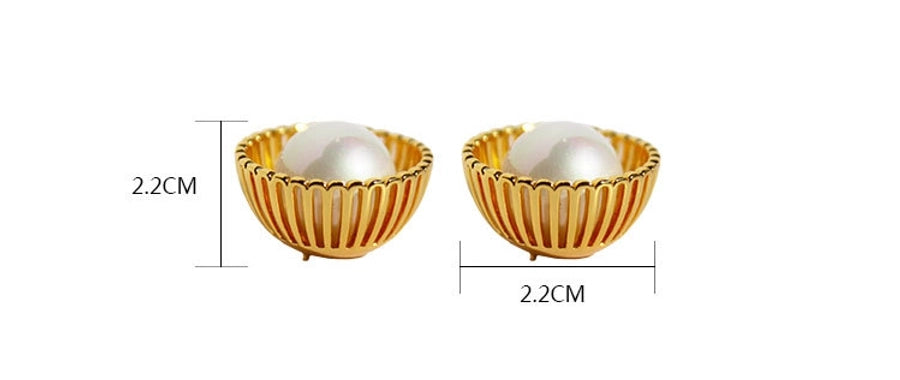 1 Pair Elegant Vintage Style Luxurious Geometric Brass 24K Gold Plated Ear Studs