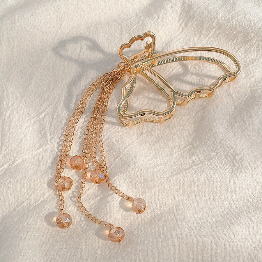 simple style solid color alloy resin hollow out hair claws