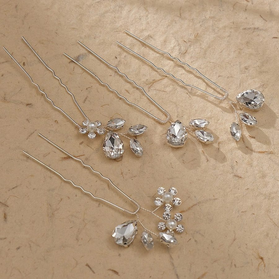 Antique U-shaped Hairpin Hair Accessories Simple Rhinestone Pin Hairpin Photography Portrait High-end Hair Hairpin