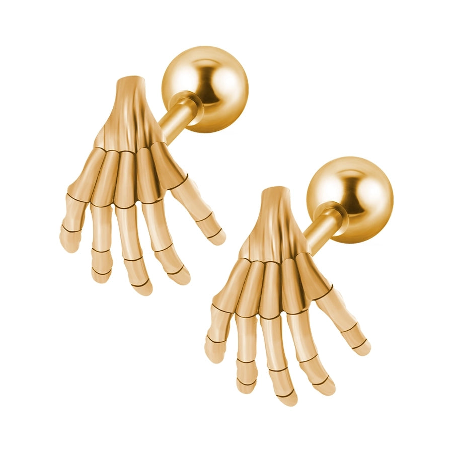 1 Piece Lip Rings Casual Elegant Vacation Ghost Hand 304 Stainless Steel 18K Gold Plated Ear Cartilage Rings & Studs
