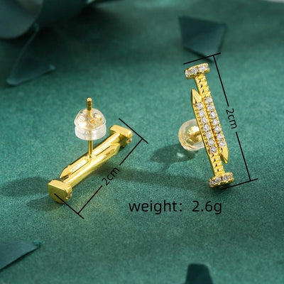 1 Pair Casual Geometric Copper Zircon 18K Gold Plated Ear Studs