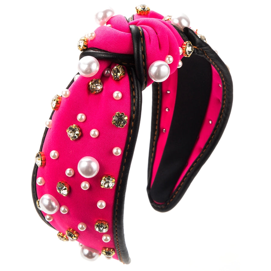 Women's Casual Elegant Knot Cloth Inlay Rhinestones Pearl Hair Band