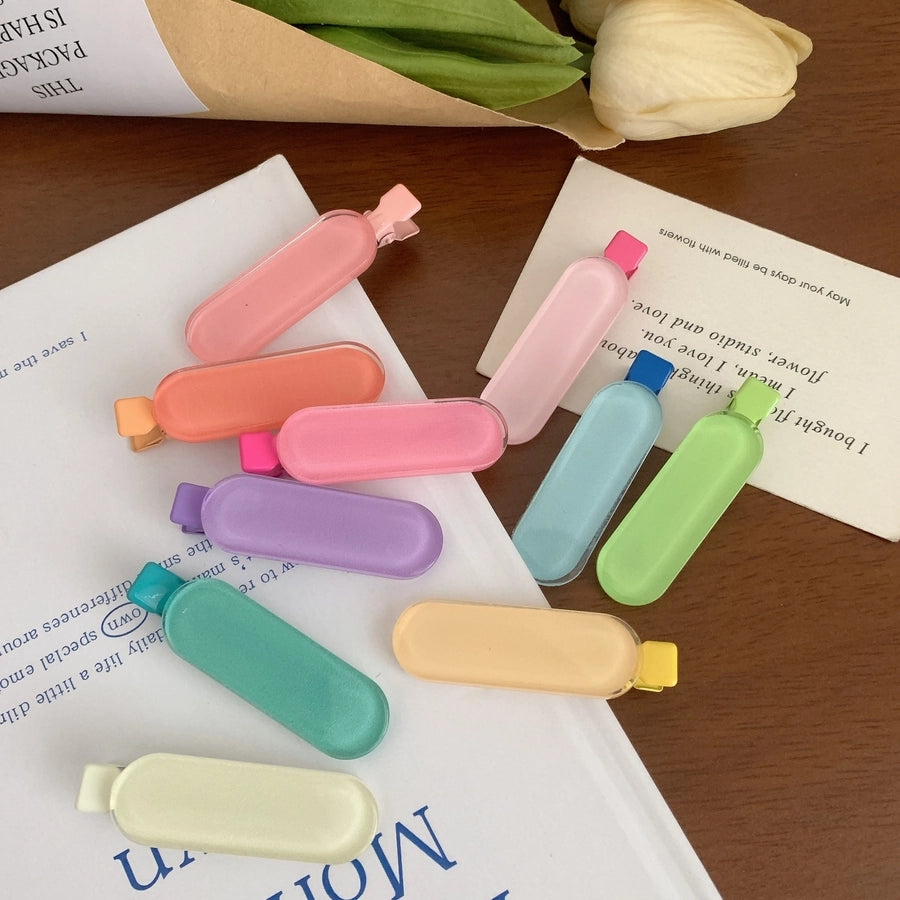 Women's Cute Sweet Korean Style Oval Plastic Resin Handmade Hair Clip