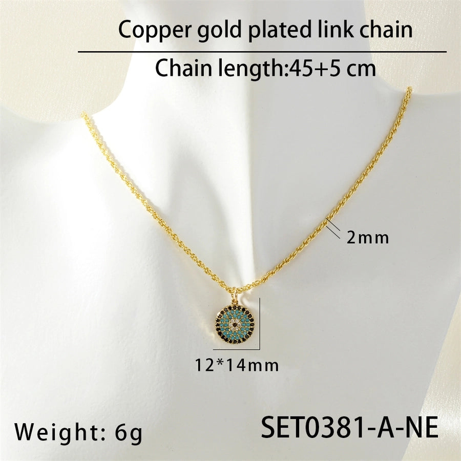 Jewelry Hip-Hop Eye Copper Zircon Inlay Bracelets Necklace