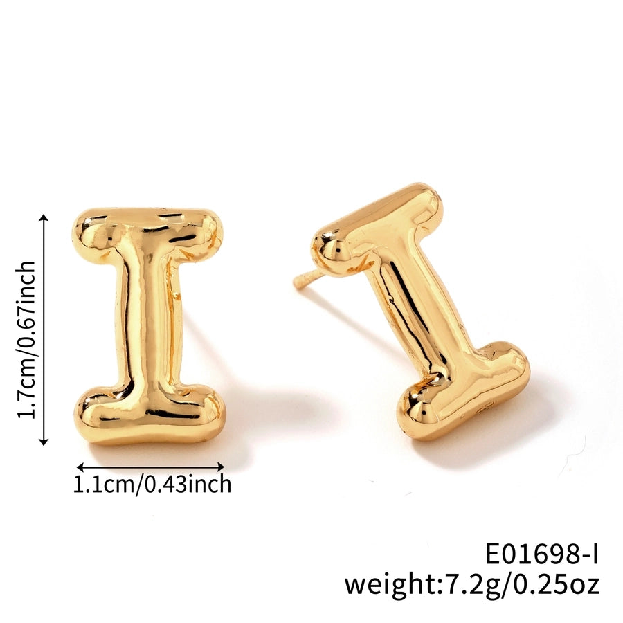 1 Pair Sweet Simple Style Shiny Letter Plating Copper K Gold Plated Ear Studs