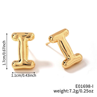 1 Pair Sweet Simple Style Shiny Letter Plating Copper K Gold Plated Ear Studs