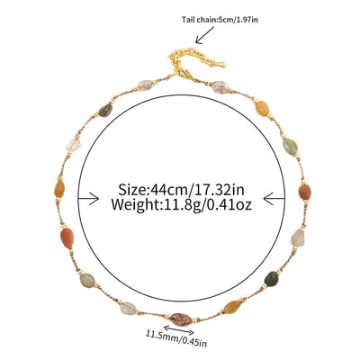 Casual Cute Commute Irregular 304 Stainless Steel natural stone Copper Woven Chain Necklace In Bulk