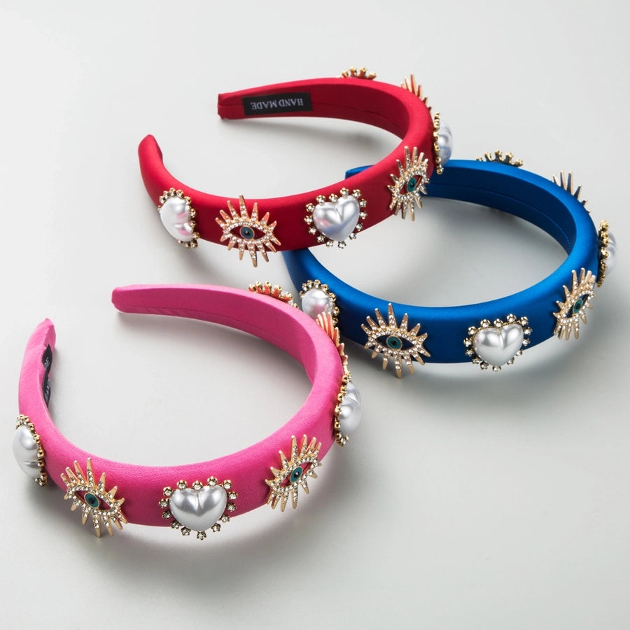 Women's Modern Style Classic Style Heart Shape Eye Sponge Inlay Artificial Pearls Rhinestones Hair Band