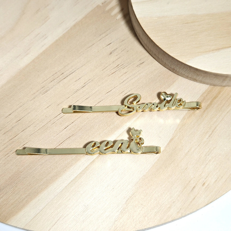 Women's Simple Style Classic Style Letter Alloy Plating Hair Clip