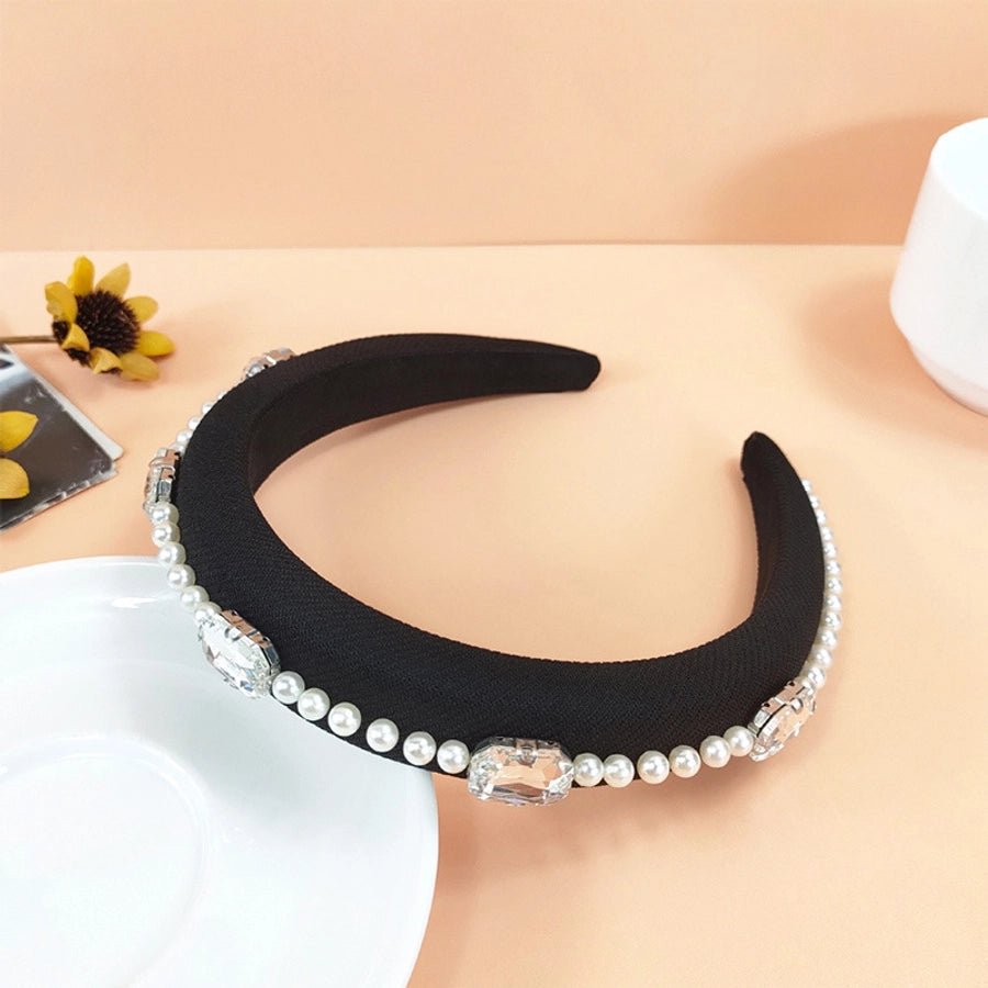 sweet solid color cloth plating inlay rhinestones hair band