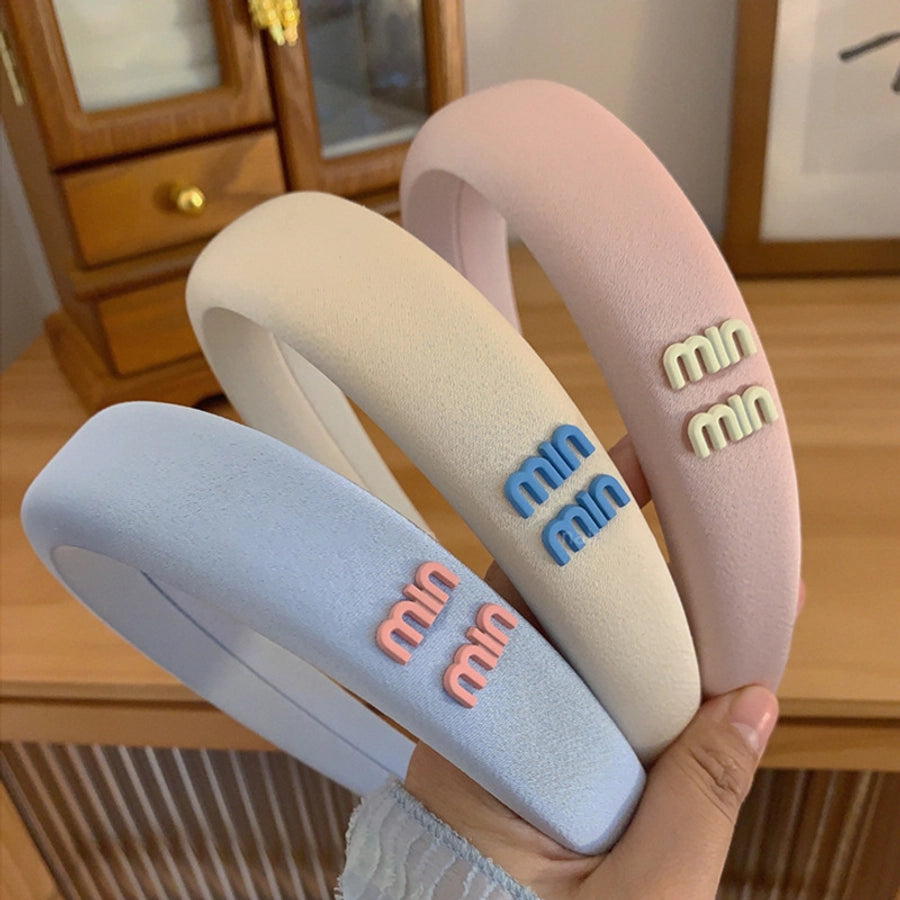 Macaron Color Series Letters Headband Satin High Skull Top Small Fresh Headband Face Wash Hair Pressing Hairpin Hair Accessories Headwear