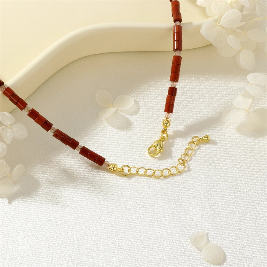 Ethnic Style Water Droplets natural stone Copper Pendant Necklace In Bulk