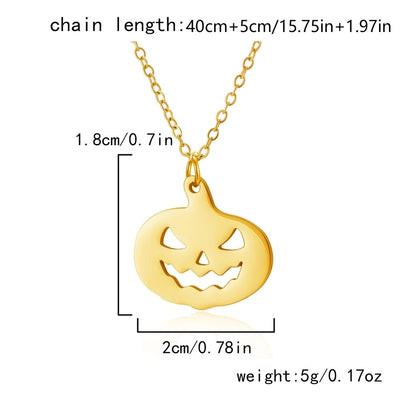 Jewelry Funny Pumpkin ghost Spider 201 Stainless Steel Asymmetrical Hollow Out Pendant Necklace