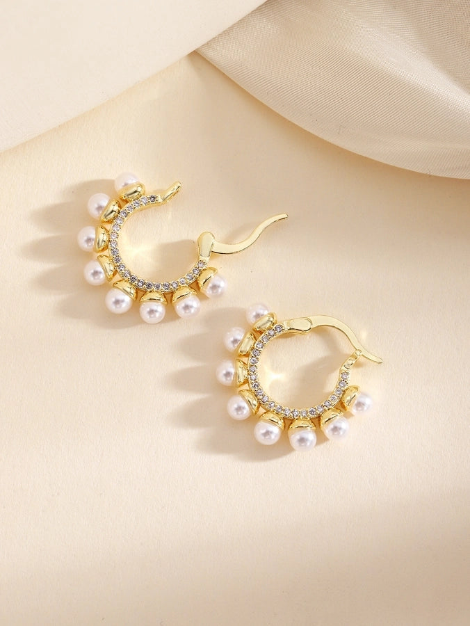 1 Pair Elegant Classical Romantic Solid Color Copper Ear Studs