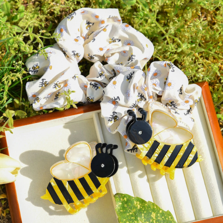 YHJ Hair Accessories  New Acetic Acid Diamond Bees Grab Clip Large Hairpin Back Hair Shark Clip Hair Grab