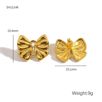 1 Pair Vintage Style Classic Style Bow Knot Plating 304 Stainless Steel Ear Studs