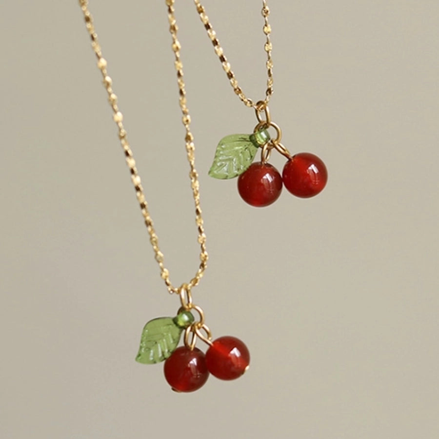 Jewelry Simple Style Commute Cherry 304 Stainless Steel 18K Gold Plated Plating Pendant Necklace
