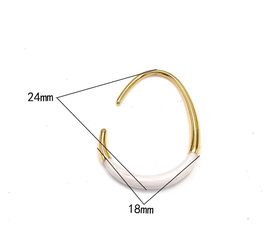 1 Pair Elegant C Shape Geometric Enamel Titanium Steel Ear Studs