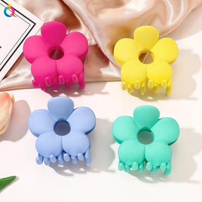 frosted candy color flower shark clip