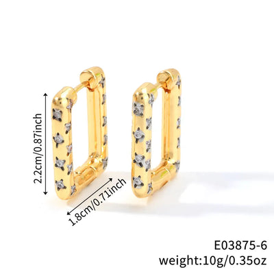 1 Pair Simple Style Shiny Solid Color Inlay Copper Zircon Rhodium Plated Earrings