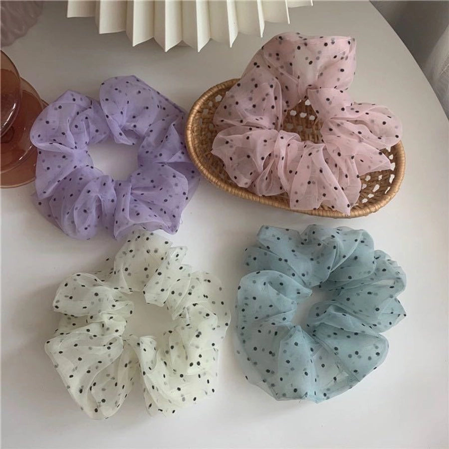 casual simple style polka dots gauze printing hair tie