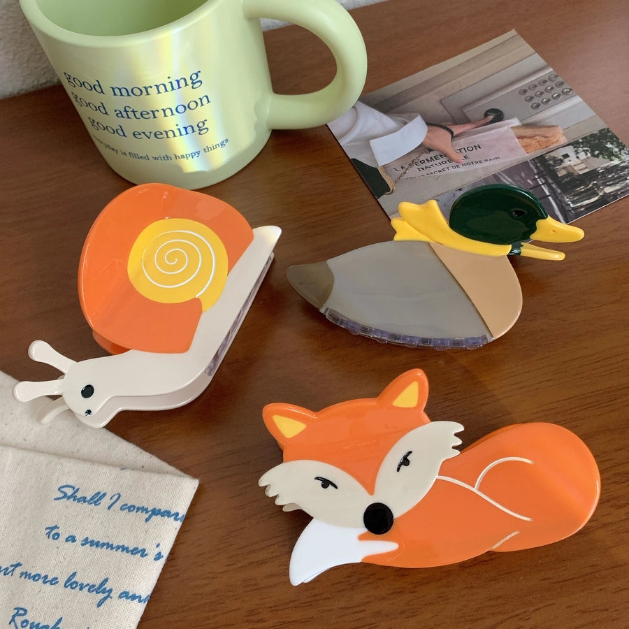 Women's Cute Fox Snails Duck Acetic acid sheets Hair Claws