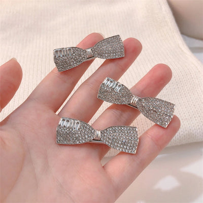 simple style bow knot alloy inlay zircon hair clip