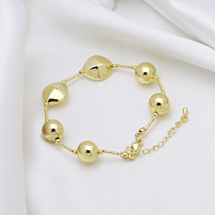 Copper 18K Gold Plated Plating Geometric Solid Color Bracelets