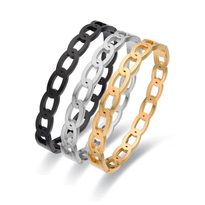 Casual Elegant Simple Style Geometric Titanium Steel Rose Gold Plated White Gold Plated Gold Plated Bangle In Bulk