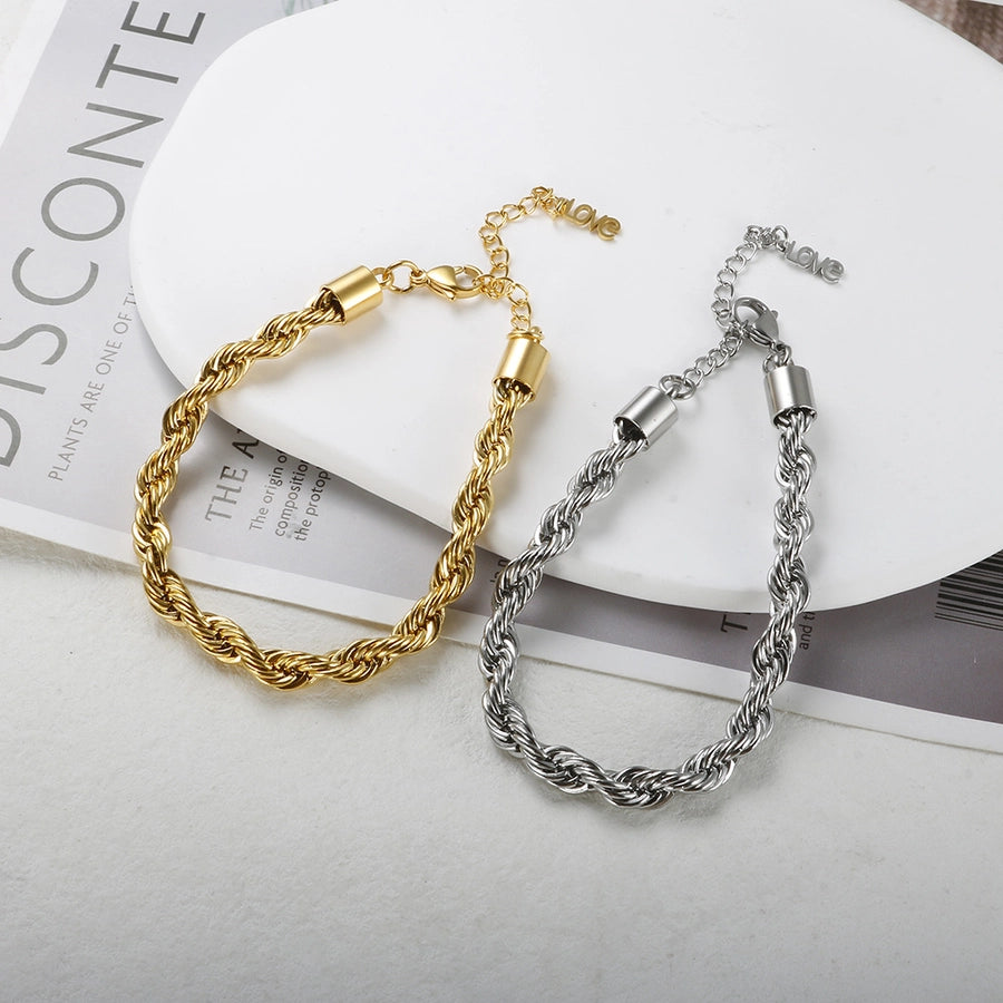 Jewelry Streetwear Twist 304 Stainless Steel Plating Bracelets Necklace