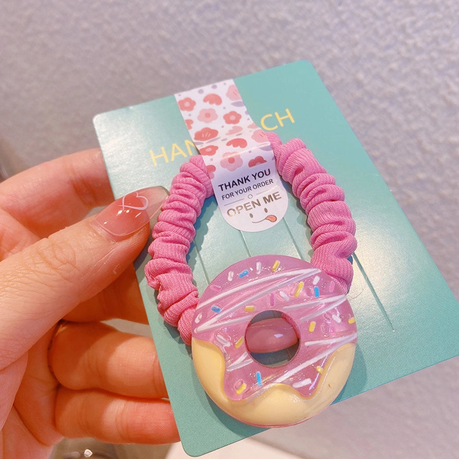 HD416A02 jelly cartoon cute donut fabric pleated small intestine hair ring milk cute girl high ponytail hair accessories