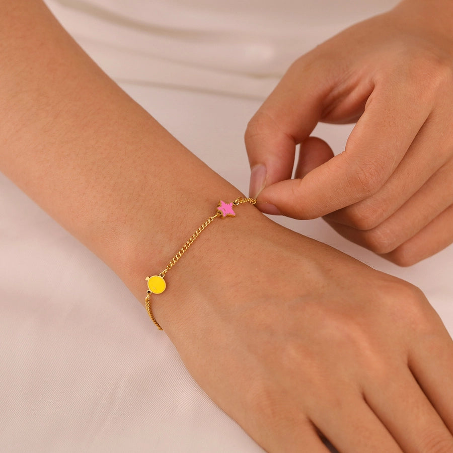 Simple Style Star Heart Shape 304 Stainless Steel Cuban Link Chain Curb Chain Bracelets In Bulk