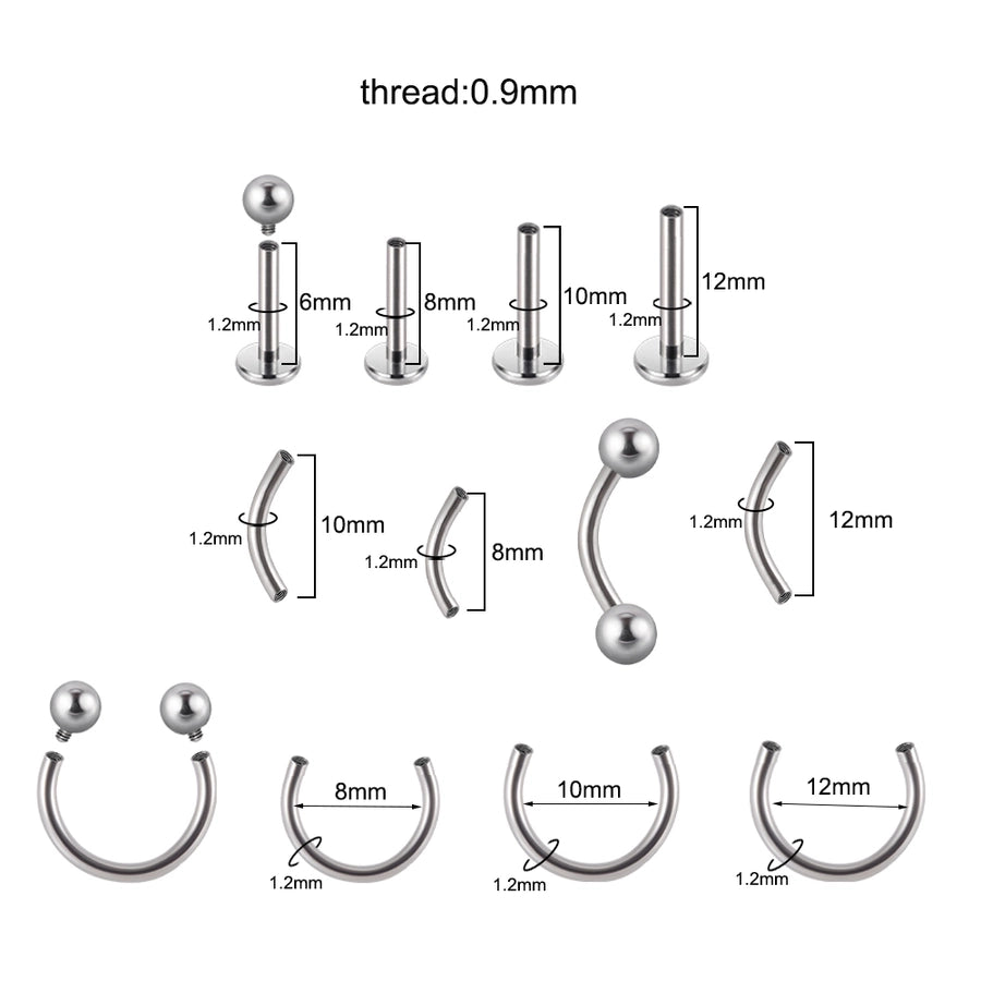 1 Piece Lip Rings Casual Simple Style Solid Color G23 Titanium Polishing Lip Rings Eyebrow Studs