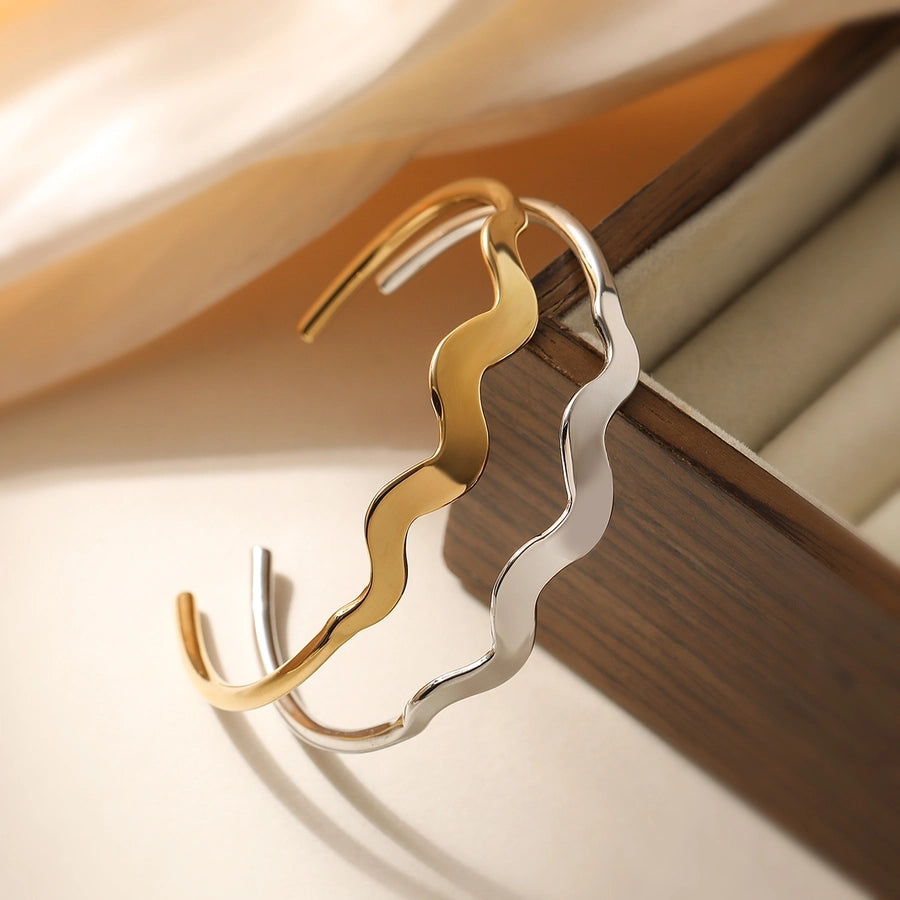 Retro Simple Style Commute Geometric 304 Stainless Steel Cuff Bracelets In Bulk