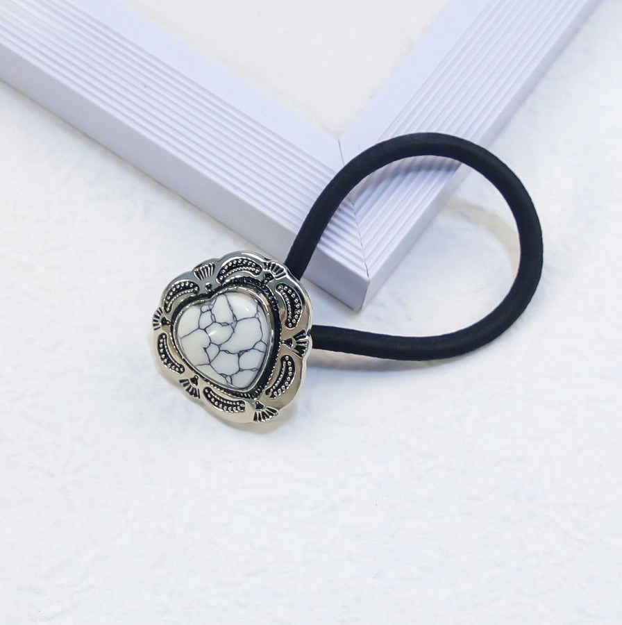 Women's Classical Ethnic Style Classic Style Cross Round Cattle Alloy Polyester Inlay Turquoise Hair Tie