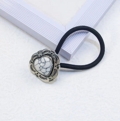 Women's Classical Ethnic Style Classic Style Cross Round Cattle Alloy Polyester Inlay Turquoise Hair Tie