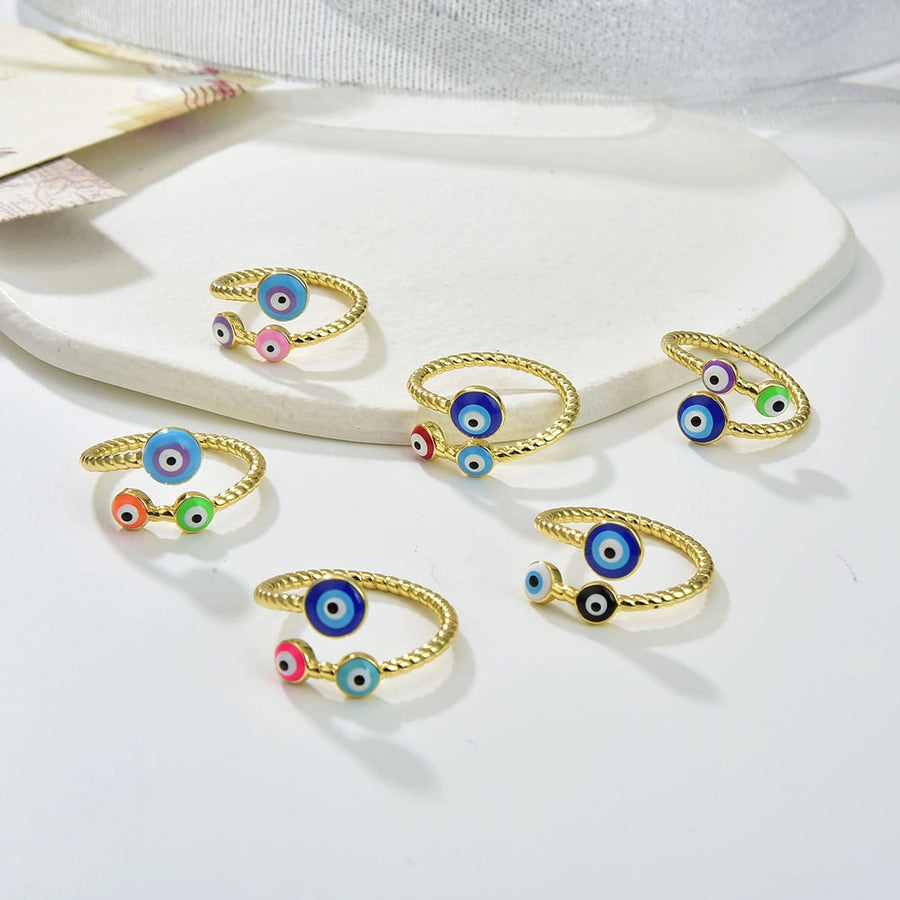 Copper Plating 18K Color Retention Drip round Eye Opening Ring