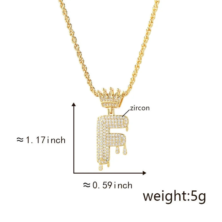 Copper Hemp flowers chain 18K Gold Plated Letter Zirconia Pendant Necklace