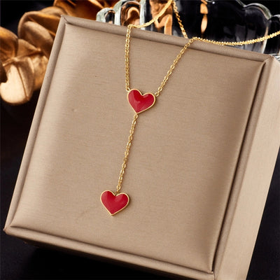 Jewelry Lady Heart Shape Eye Titanium Steel Plating Necklace