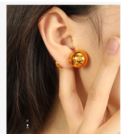 1 Pair IG Style Casual Retro C Shape Round Polishing Plating 304 Stainless Steel 18K Gold Plated Ear Studs