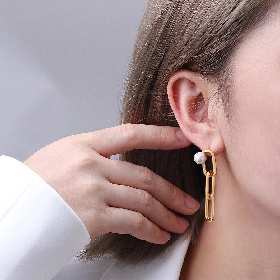 1 Pair Vintage Style Classic Style Geometric Plating Copper Pearl Drop Earrings