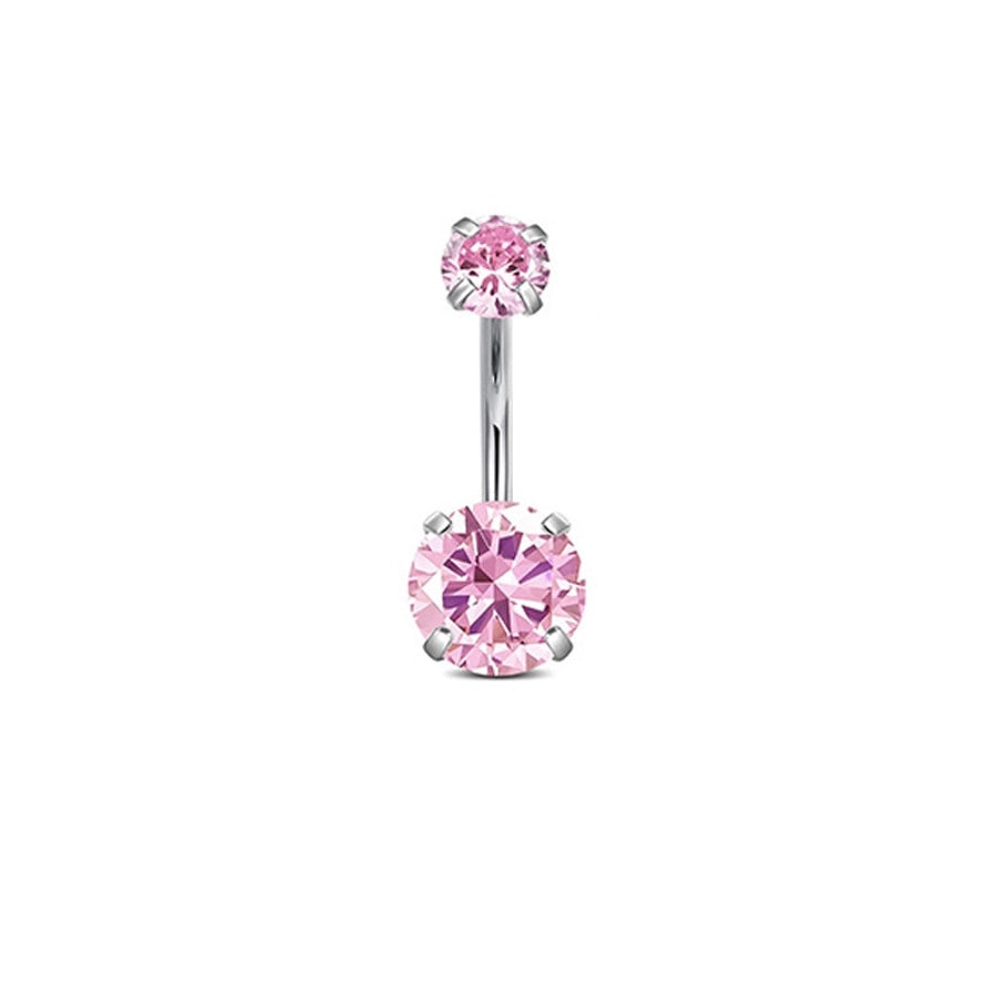 1 Piece 1 Set Belly Rings Hip-Hop Shiny Heart Shape 316L Stainless Steel  Copper Inlay Zircon Belly Rings