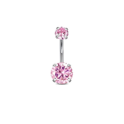 1 Piece 1 Set Belly Rings Hip-Hop Shiny Heart Shape 316L Stainless Steel  Copper Inlay Zircon Belly Rings