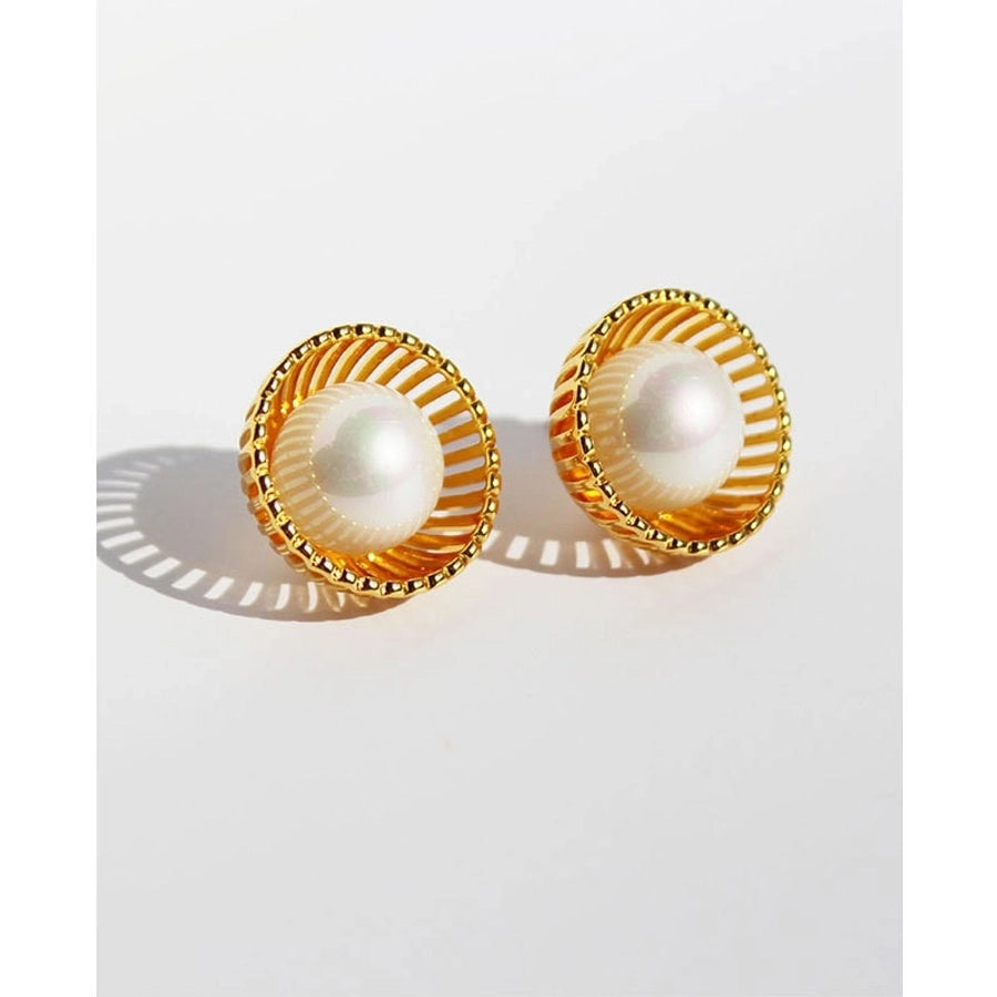 1 Pair Elegant Vintage Style Luxurious Geometric Brass 24K Gold Plated Ear Studs